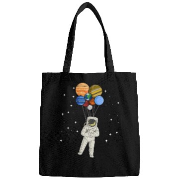 Discover Astronaut Holding Planet Balloons of Solar System Bags