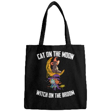 Discover Cat On The Moon WItch On The Broom Witch Bells Bags