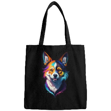 Discover colorful rainbow realistic corgi dog design Bags