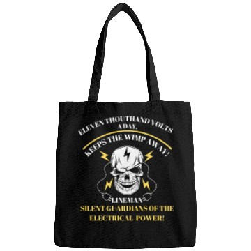 Discover Lineman Sparky Humor Electricity explained Power Bags