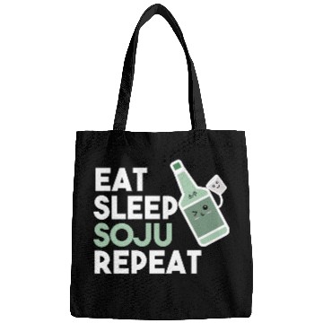 Discover Eat Sleep Soju Repeat red summer quote Bags