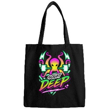 Discover Squat Deep Kraken Retro Neon Synthwave 80s 90s Bags