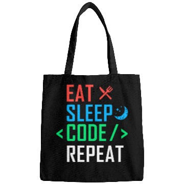 Discover Eat Sleep Code Repeat Funny Programming Computer Bags