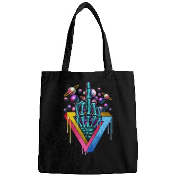 Discover Trippy skeleton middle finger Bags