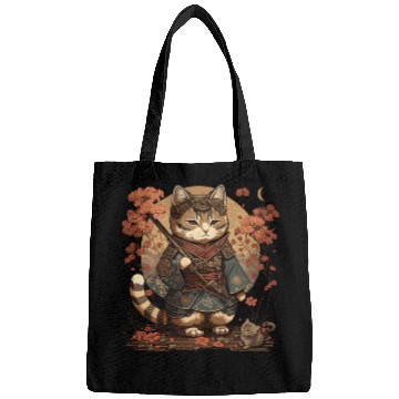 Discover Samurai Cat Warrior Japanese Ninja Cat Kawaii Bags