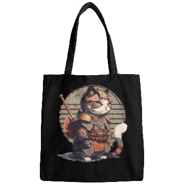 Discover Samurai Cat Warrior Japanese Ninja Cat Kawaii Bags