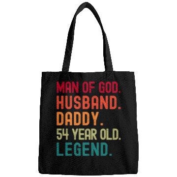 Discover Man of God Husband Dad Funny 54th Birthday Bags