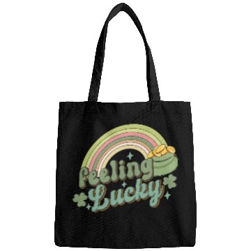 Discover Feeling Lucky Saint Patricks Day Rainbow quote Bags