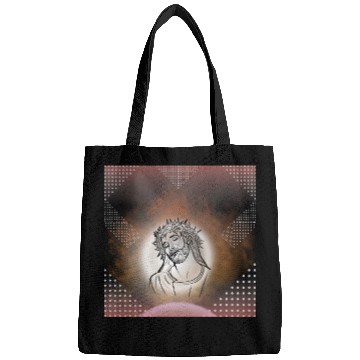 Discover Sacred Jesus with Crown of Thorns Illustration Bags