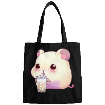Discover Kawaii hamster with bubble tea Bags