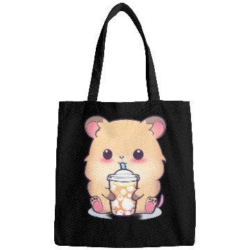 Discover Kawaii hamster with bubble tea Bags
