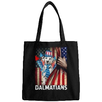 Discover Dalmatian 4th of July pride flag Bags