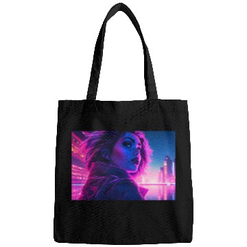 Discover Synthwave Girl - Futuristic Design neon colors Bags