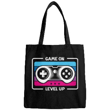 Discover Game on level up illustration in black Bags