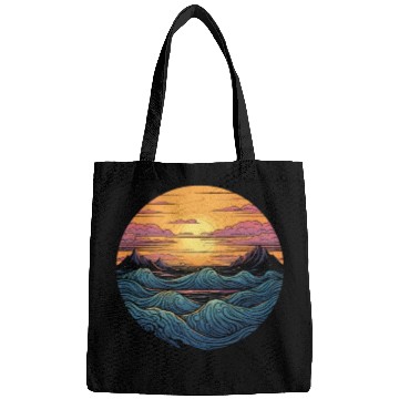 Discover serene ocean sunset with large waves (3) Bags