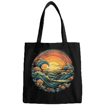 Discover serene ocean sunset with large waves (7) Bags