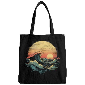 Discover serene ocean sunset with large waves (8) Bags