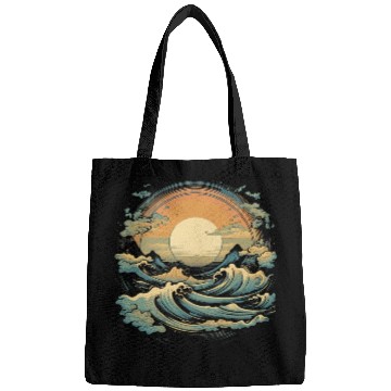 Discover serene ocean sunset with large waves (5) Bags