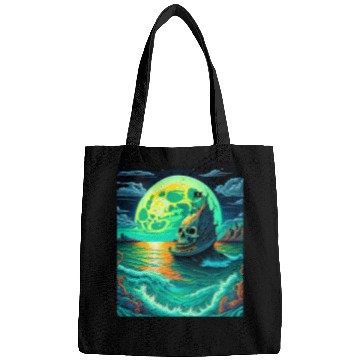 Discover Pirate Ship With A Skull At Full Moon Bags