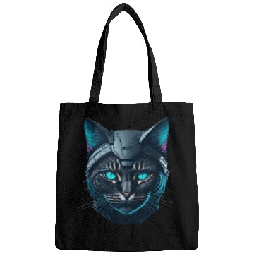 Discover Cyberpunk neon cat Bags