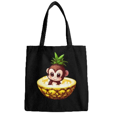Discover Monkey Chimpanzee with Pineapple, Funny Tropical Bags