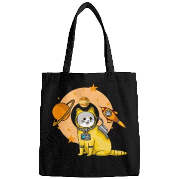 Discover Cat Cute Surprised Pet in Space planet Kitty Bags