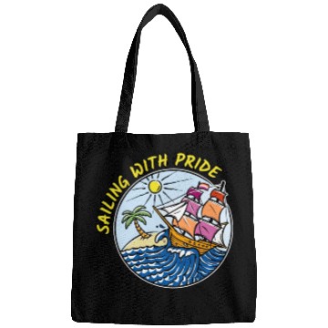 Discover LGBTQ Sailing Ship with Lesbian Flag, Vacation Bags