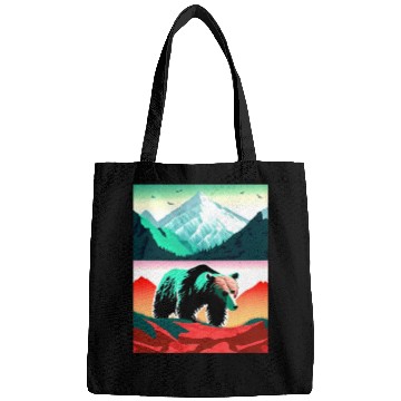Discover Bear and Mountains Nature Art Bags