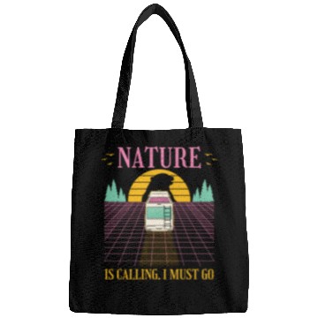 Discover Nature Is Calling I Must Go Retrowave Camping Bags