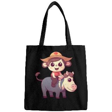Discover Girl, Monkey and Cow, Charming Kids Design Bags