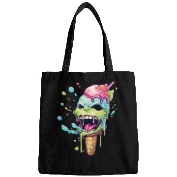Discover Psycho ice cream smiling color splash Bags