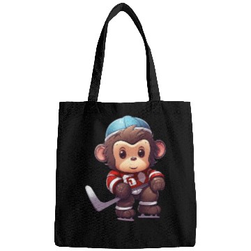 Discover Monkey Playing Ice Hockey, Athletic Animal Design Bags