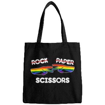 Discover Rock Paper Scissors Funny Lesbian Pride LGBT Pun Bags