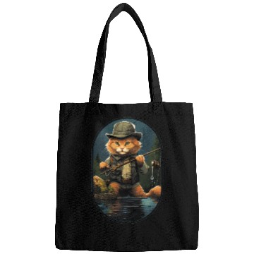 Discover Cat On Fish Cat Fisherman Bags