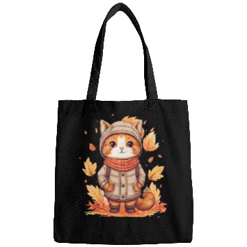 Discover Autumn Cat Nature Leaves Season Bags