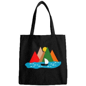 Discover Black Sailing Boat Scape Bags