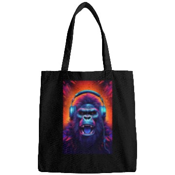 Discover Gorilla Headphones music art Bags