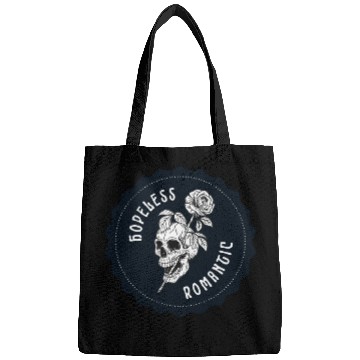 Discover Dark Navy Illustrated Skull Hopeless Romantic Bags