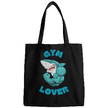 Discover Blue Illustrated Shark Gym Lover Bags