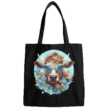 Discover a cow with sunglasses Bags