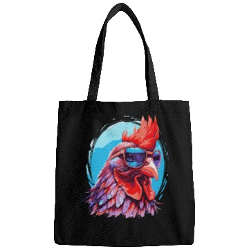 Discover Funny chicken with sunglasses Bags
