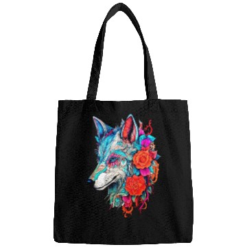 Discover Wolf with Flowers Girls Bags