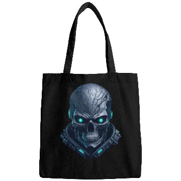 Discover Dark cyberpunk Skull artwork Bags