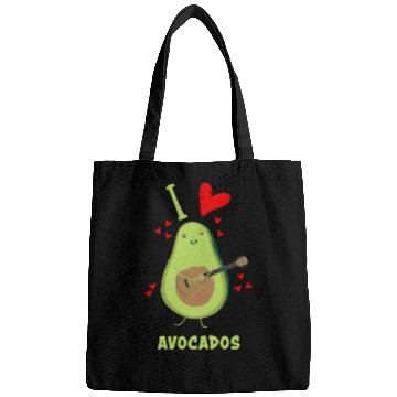 Discover I Love Avocados With Hearts Avocado Playing Guitar Bags