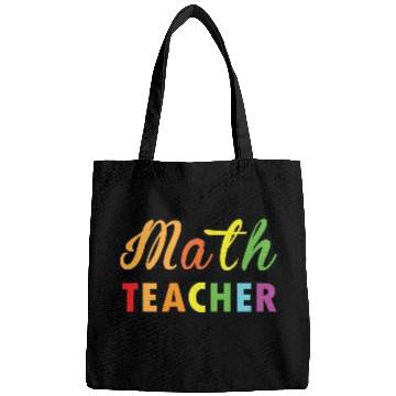 Discover Math Teacher multicolor typography on Products Bags