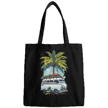 Discover Travel car caravan summer coconut tree Bags