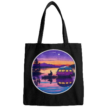 Discover A Camper Enjoying A Peaceful Lakeside Bags