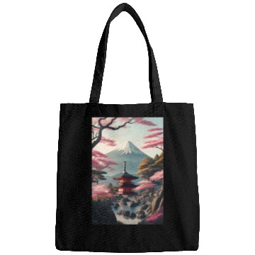 Discover Asia Landscape Serene Mount Fuji Bags