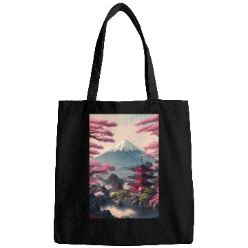 Discover Asia Landscape Serene Mount Fuji Bags