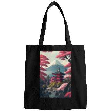 Discover Asia Landscape Serene Mount Fuji Bags